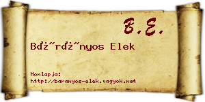 Bárányos Elek névjegykártya